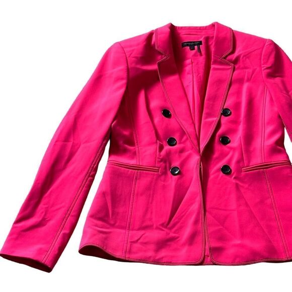 Donna Karan Fuschia Pink Black Stitch & Buttons Accent Blazer MEDIUM - Picture 9 of 15